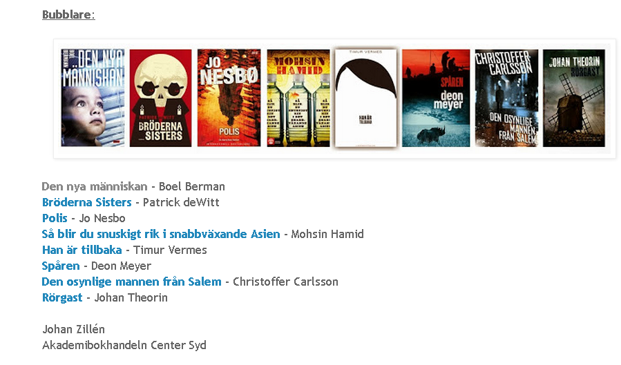 Årets bästa böcker Johans tio-i-topp samt bubblare på bokboxen 2013
